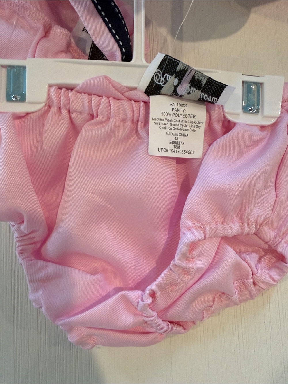Pink Bow Trim Baby Dress with bonnet and bloomers - Picture 3 of 5
